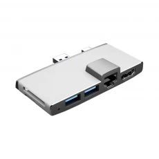 Китай 6 in 1 USB Hub Docking with Ethernet And USB Ports For Surface Pro Via USB3.0 & Mini DP Double Interface производителя