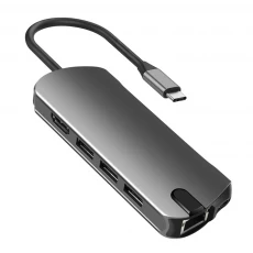 porcelana E-Sun 8 in 1 Type C USB C Hub Docking Adapter to 3.0 USB 4K UHD RJ45 SD&TF Card HUB For Type C Laptop fabricante