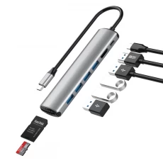 China E-Sun 8 in 1 Type C USB C Hub Docking Adapter to 3.0 USB Card Reader UHD 4K HUB For Laptop manufacturer
