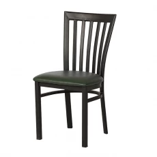 Китай Черный вертикальный металлический стул для ресторана с ПВХ сиденьем производителя