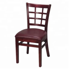 China Black window pane grids backrest metal chair with metal frame PVC seat Manufacturer manufacturer