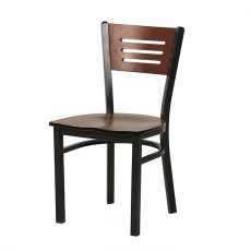China Natural Wood Back Metal Chair with 3 Slats in Back Manufacturer manufacturer