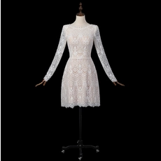 Chine Élégants manches longues en dentelle douce robe de mariée courte avec design évidé fabricant