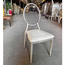 China Hotel Chair Modern Luxury Round Back Wedding Chair Metal Frame Leather Party Chairs for Event manufacturer