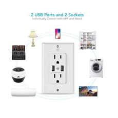 الصين 3.1A USB الإخراج الأمريكية القياسية الأمازون اليكسا واي فاي غطاء مقبس مأخذ الذكية مع الصمام الخفيفة الصانع