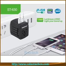 중국 듀얼 usb 충전기 세계 여행 어댑터 올인원 유니버설 여행 어댑터 st-630 제조업체