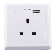 China Tomada de parede REINO UNIDO carregador 16A 240 V padrão Britânico Wall in AC tomadas de Tomada com Tomada Única porta USB de Carregamento 5 V 2.1A fabricante