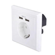 Κίνα Υποδοχή USB-20 / 20B EU Schuko 80 * 80 τύπου γερμανικού τύπου Πλάκα τοίχου Διπλές θύρες Φορτιστής USB κατασκευαστής