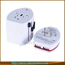 중국 듀얼 usb 충전기와 함께 전세계 usb 여행 어댑터 범용 여행 어댑터 2.1 a 출력 se-608-2.1 a 제조업체