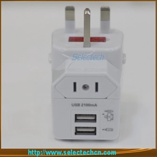 중국 독특한 디자인 듀얼 USB Schuko 플러그 어댑터 보편적이고 1A 출력 SE-MT82 제조업체