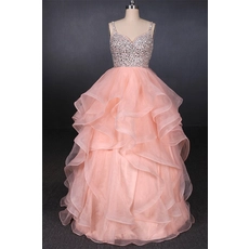 Cina Cina Suzhou Wedding Supplier Sweetheart Liste Organza Paillettes Ruffles rosa abito da sposa abito da sposa produttore