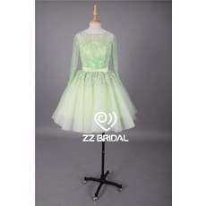 Chine Chine mini jupe à paillettes à manches longues robe verte de soirée courte fabricant