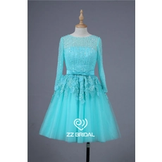 Chine Haute sur mesure à manches longues encolure longueur genou paillettes courte robe de soirée fabricant fabricant