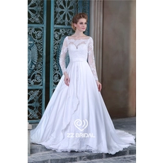 Chine Haut de gamme à manches longues appliqued corsage de dentelle une ligne robe de mariée de la Chine fabricant
