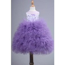 China Mais recente Design Little Girls Puffy vestido princesa luz roxa flor menina vestidos HMY-FL026 fabricante