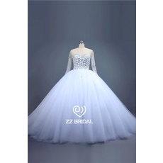 Chine Manches longues de luxe en perles encolure robe de bal robe de mariée de princesse fabricant fabricant