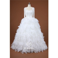 Chine Manches longues de luxe en perles en organza robe de bal en couches robe de mariage fabricant fabricant