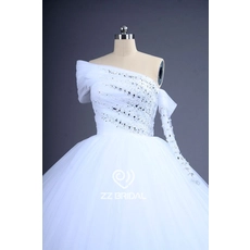 Chine Perles et diamants ébouriffé Luxueuse manches longues fabricant de robe de princesse de mariage fabricant