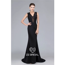 Chiny Syrenka sexy koronki w stylu V-neck przejrzeć tyłu sukni wieczorowej 2016 producent