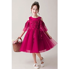 China Novo design crianças frocks princesa frisada bordado inchado manga bebê meninas vestido para 2-12 anos de idade fabricante