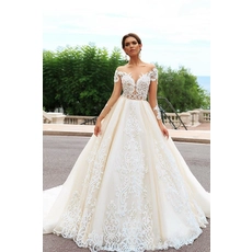China OEM lange staart trouwjurken trouwjurk Luxe vestido de noiva met mouw fabrikant