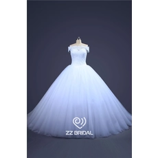 Chine bal appliqued robe de mariée de style princesse épaule large encolure bateau en dentelle Chine fabricant