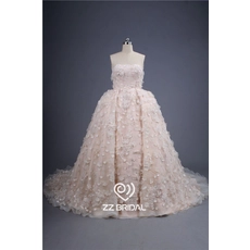 Chine style princesse des fleurs à la main bustier de robe de mariée robe boule appliqued lacets fabricant
