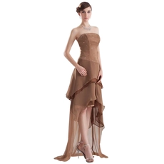 Cina Real Photo Front Short Back Long Dinner Vestido De Fiesta abito in chiffon con strati di perline sera produttore