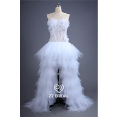 Chine Devant court Sexy longtemps voir en arrière à travers la main de fleurs robe de mariée décolleté amie fabricant