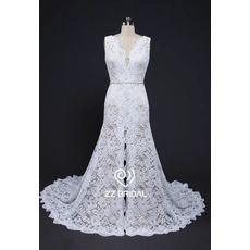 China ZZ nupcial 2017 V-pescoço backless renda aplicada sereia vestido de noiva fabricante
