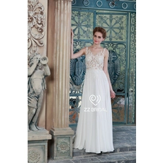porcelana ZZ nupcial 2017 barco cuello de encaje apliques de Gasa una línea de vestido de novia fabricante