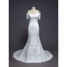 Cina ZZ Bridal 2017 off-spalla pizzo appliqued sirena abito da sposa produttore