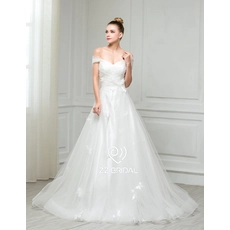 Chine ZZ Bridal 2017 hors épaule froissé et perlée A-ligne robe de mariée fabricant