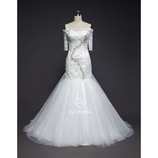 Cina ZZ nuziale 2017 dritto scollatura pizzo appliqued e perline abito da sposa produttore