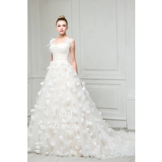 Chine ZZ Bridal 2017 fleurs faites main bretelles à volants A-Line robe de mariée fabricant