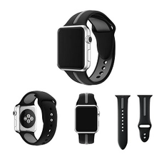 Çin CBIW81 iWatch Için Çift Renkler Spor Silikon Watch Band 38mm 42mm 40mm 44mm üretici firma