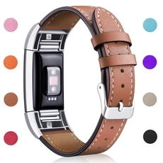 중국 fitbit 요금 금속 연결관을 가진 2 개의 고전적인 진짜 가죽 소 맷 동 제조업체