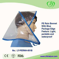 Chine Fabricant PE Bonnet de pluie avec bord bleu fabricant