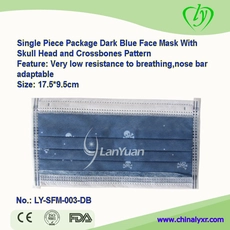 China Einzelstück Paket Dark Blue Gesichtsmaske mit Schädel-Kopf und Knochen-Muster Hersteller