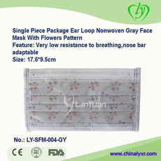 China Einzelstück Paket Nonwoven Grau Gesichtsmaske mit Blumen-Muster Hersteller