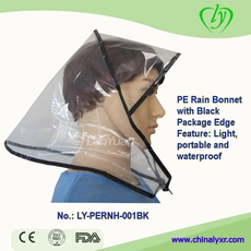 Chine Capot de pluie PE transparent avec bord d'emballage noir fabricant