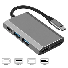 Китай E-Sun 6 в 1 Тип C USB C Концентратор Док-адаптер для 3.0 USB SD TF Card Reader 4K UHD HUB для ноутбука производителя