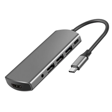 Китай Алюминиевый многопортовый концентратор USB C типа c с USB3.0 * 3 PD HDMI + аудио док-станция для ноутбука типа C производителя