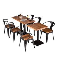 China Commercial Metal Black Industrial Restaurant Dining Table and Chair Sets manufacturer