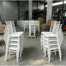 China White Plastic Chiavari Chair Stackable Hotel Banquet Chair for Wedding Party Event Chair manufacturer