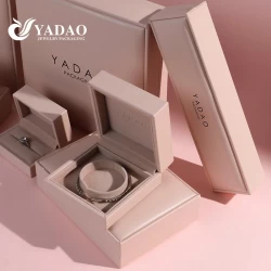 China Pink pu leather classic style accessory ring necklace jewelry packaging plastic box manufacturer