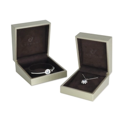 China Premium Bespoke Jewelry Brown PU Leather Flip Lid Plastic Box manufacturer