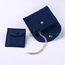 China royal blue microfiber snap pouch bag with sponge inner manufacturer