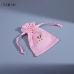 China Candy pink color drawstring canvas jewelry pouch manufacturer