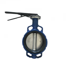 China 4'' 150LB ductile iron viton lined soft sealed wafer type butterfly valve manufacturer